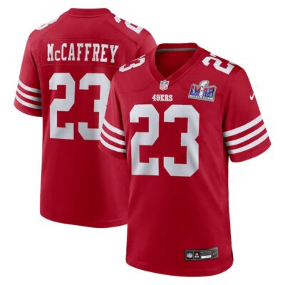Men's San Francisco 49ers #23 Christian McCaffrey Scarlet Super Bowl LVIII Game Jersey