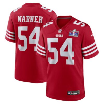 Men's San Francisco 49ers #54 Fred Warner Scarlet Super Bowl LVIII Game Jersey
