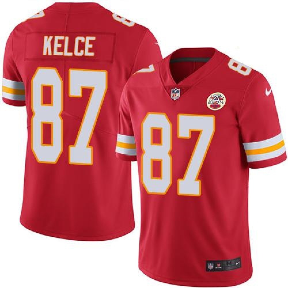 Chiefs #87 Travis Kelce Red Men's Stitched NFL Limited Rush Jersey