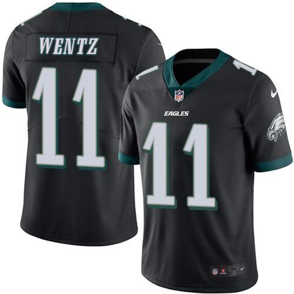 Eagles #11 Carson Wentz Black Youth Stitched NFL Limited Rush Jersey
