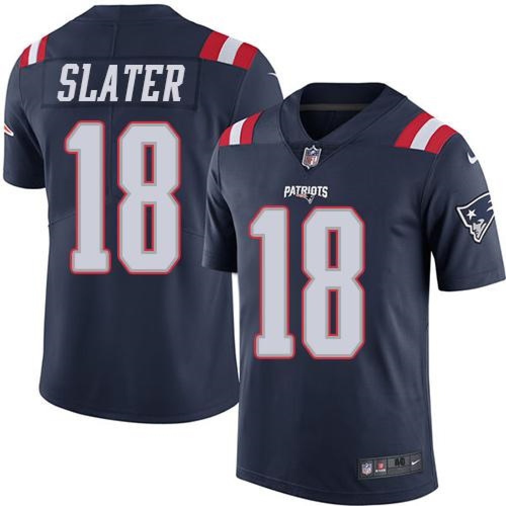 Patriots #18 Matt Slater Navy Blue Men's Stitched NFL Limited Rush Jersey