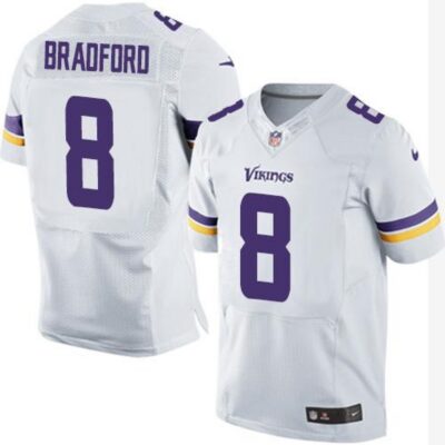 Vikings #8 Sam Bradford White Men's Stitched NFL Elite Jersey