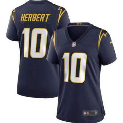 Women's Los Angeles Chargers #10 Justin Herbert Navy Vapor Untouchable Limited Stitched Jersey