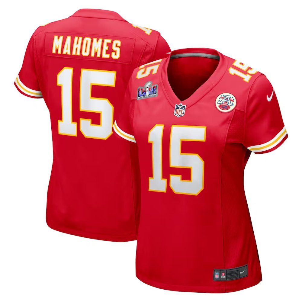 Women's Kansas City Chiefs #15 Patrick Mahomes Red Super Bowl LVIII Game Jersey