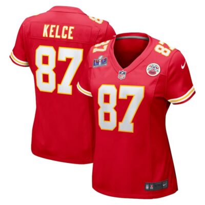 Women's Kansas City Chiefs #87 Travis Kelce Red Super Bowl LVIII Game Jersey