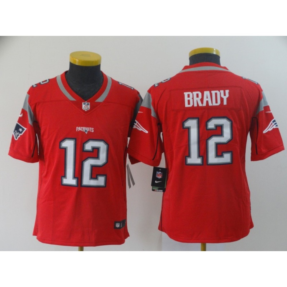 Youth New England Patriots #12 Tom Brady 2019 Red Inverted Legend Stitched NFL Jersey