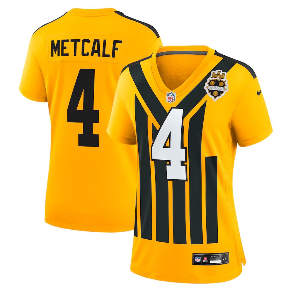 Women's Pittsburgh Steelers #4 DK Metcalf Nike Gold Alternate 1933 Throwback Game Jersey