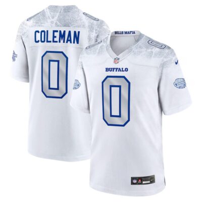 Men's Buffalo Bills #0 Keon Coleman White Rivalries Collection Game Jersey