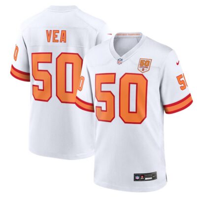 Men's '76 Tampa Bay Buccaneers #50 Vita Vea Nike White 50th Season Game Jersey