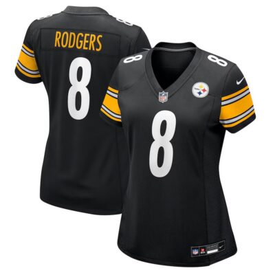 Women's Pittsburgh Steelers #8 Aaron Rodgers Black Game Jersey