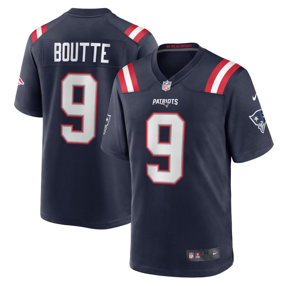Men's New England Patriots #9 Kayshon Boutte Nike Navy Game Jersey