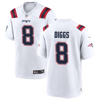 Men's New England Patriots #8 Stefon Diggs Nike White Game Jersey