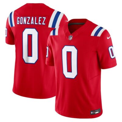 Men's New England Patriots #0 Christian Gonzalez Nike Red Vapor F.U.S.E. Limited Jersey