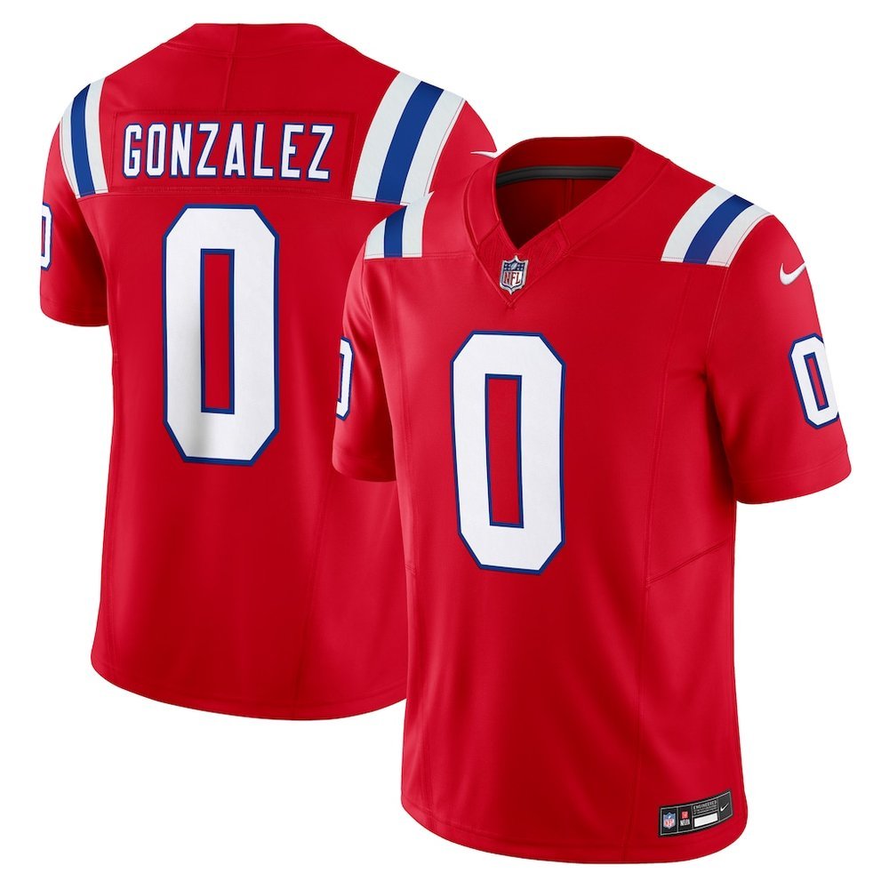 Men's New England Patriots #0 Christian Gonzalez Nike Red Vapor F.U.S.E. Limited Jersey