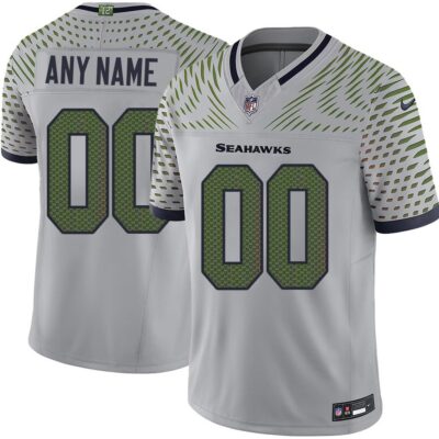 Men's Seattle Seahawks Custom Gray Rivalries Collection F.U.S.E. Vapor Limited Stitched Jersey