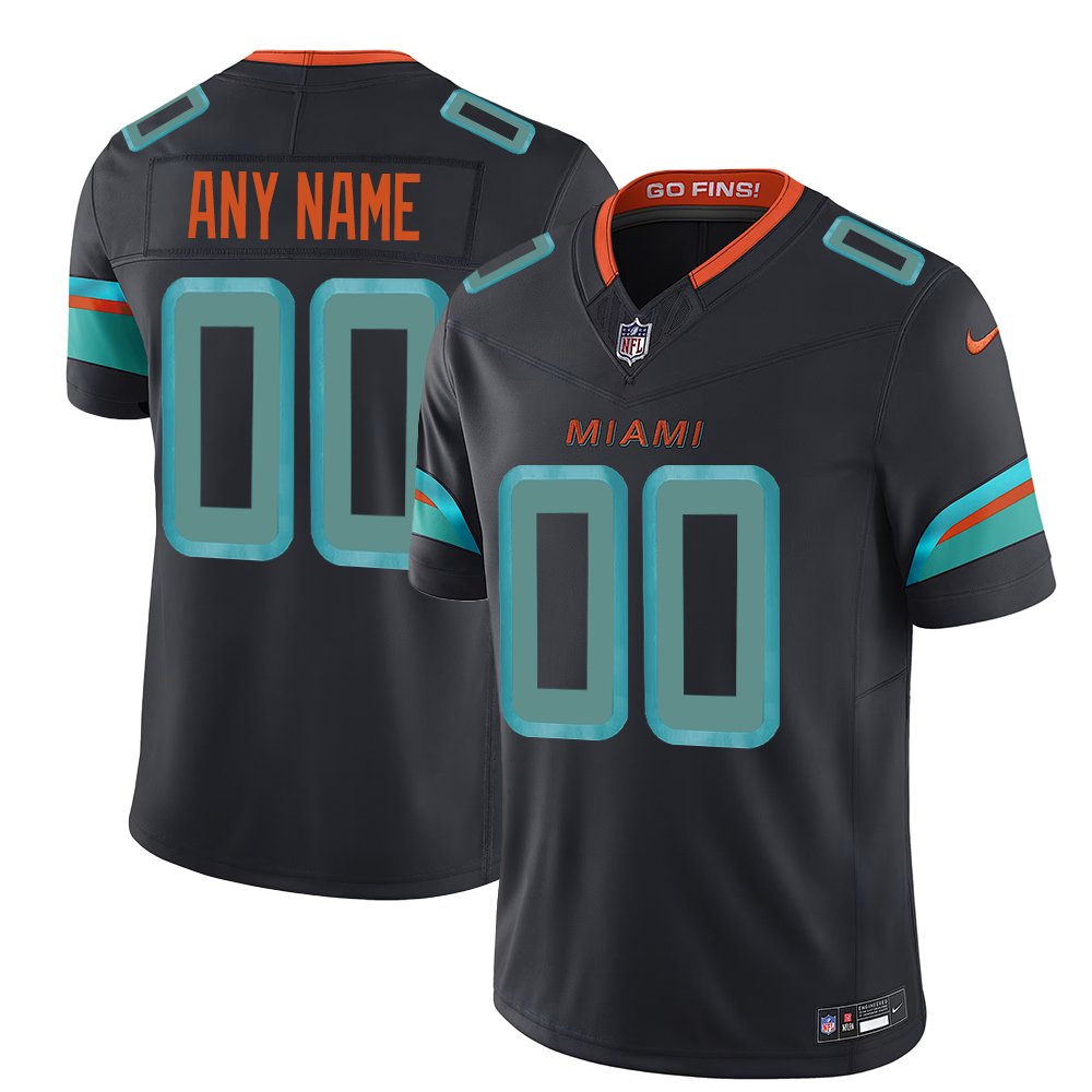 Men's Miami Dolphins Custom Black Rivalries Collection F.U.S.E. Vapor Limited Stitched Jersey