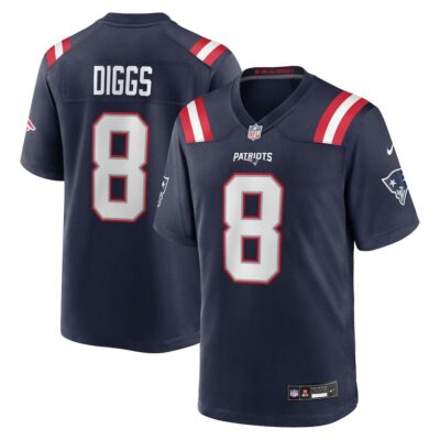 Men's New England Patriots #8 Stefon Diggs Nike Navy Game Jersey